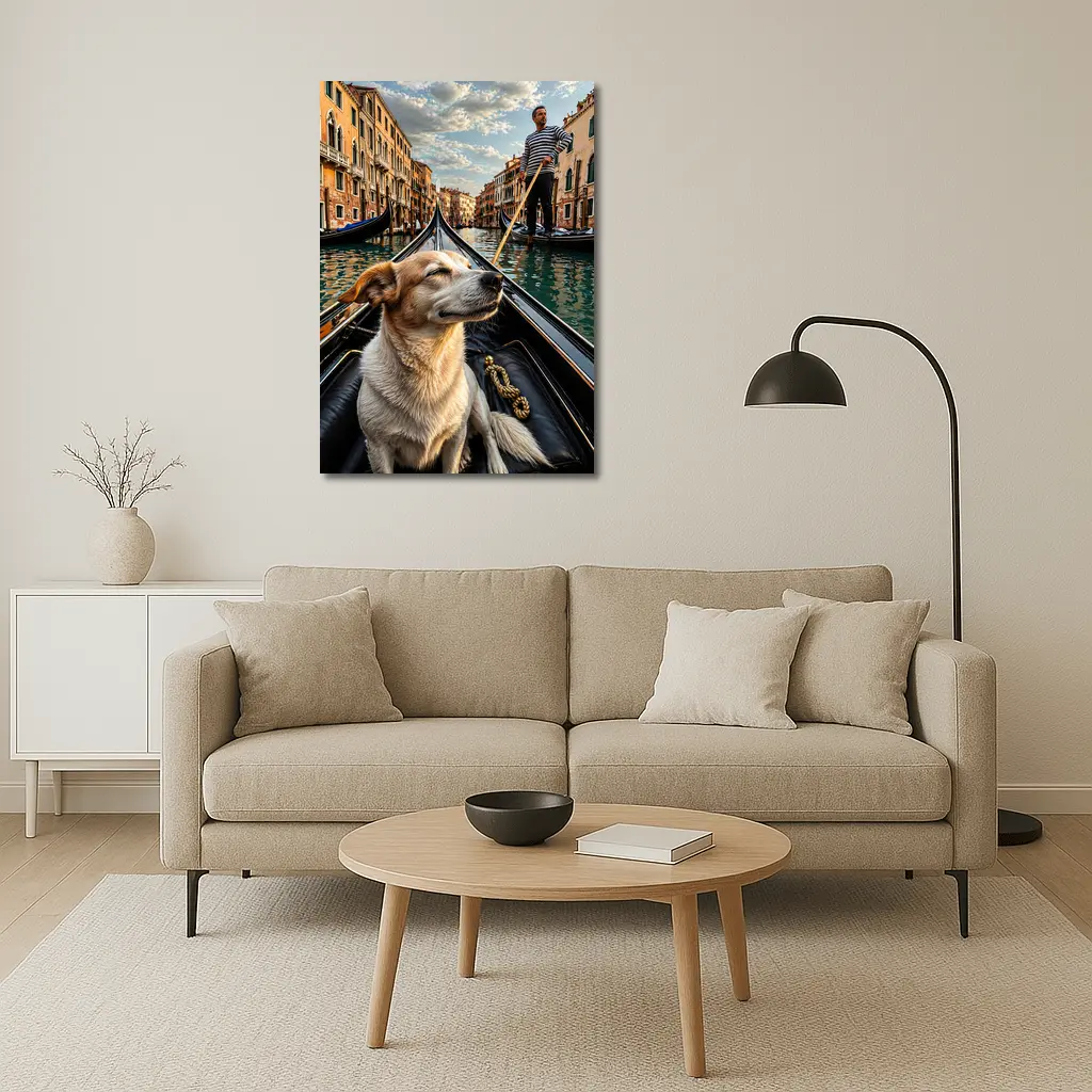Dog Riding Gondola Venice Canal Italy – Wall Art