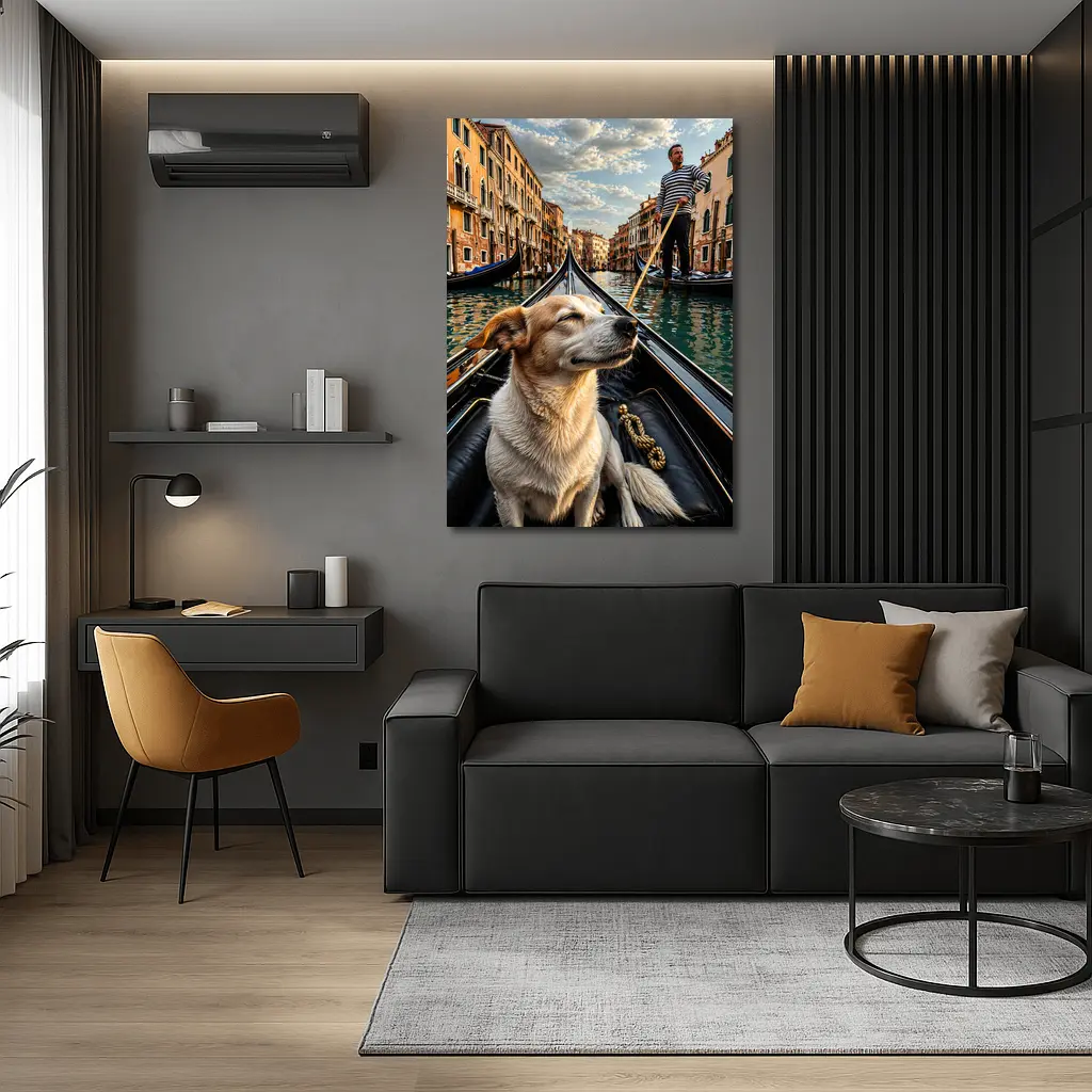Dog Riding Gondola Venice Canal Italy – Wall Art