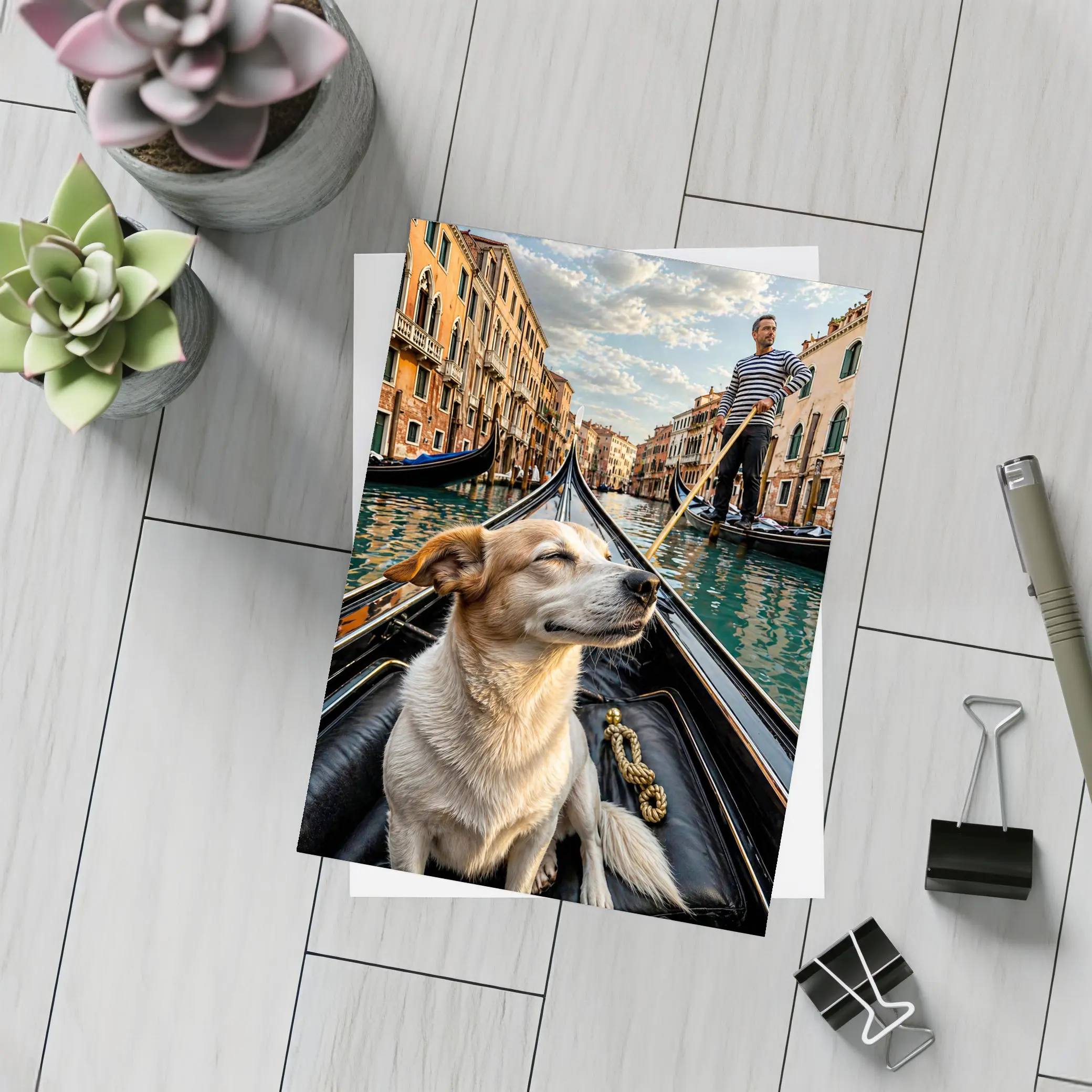 Dog Riding Gondola Venice Canal Italy – Postcards