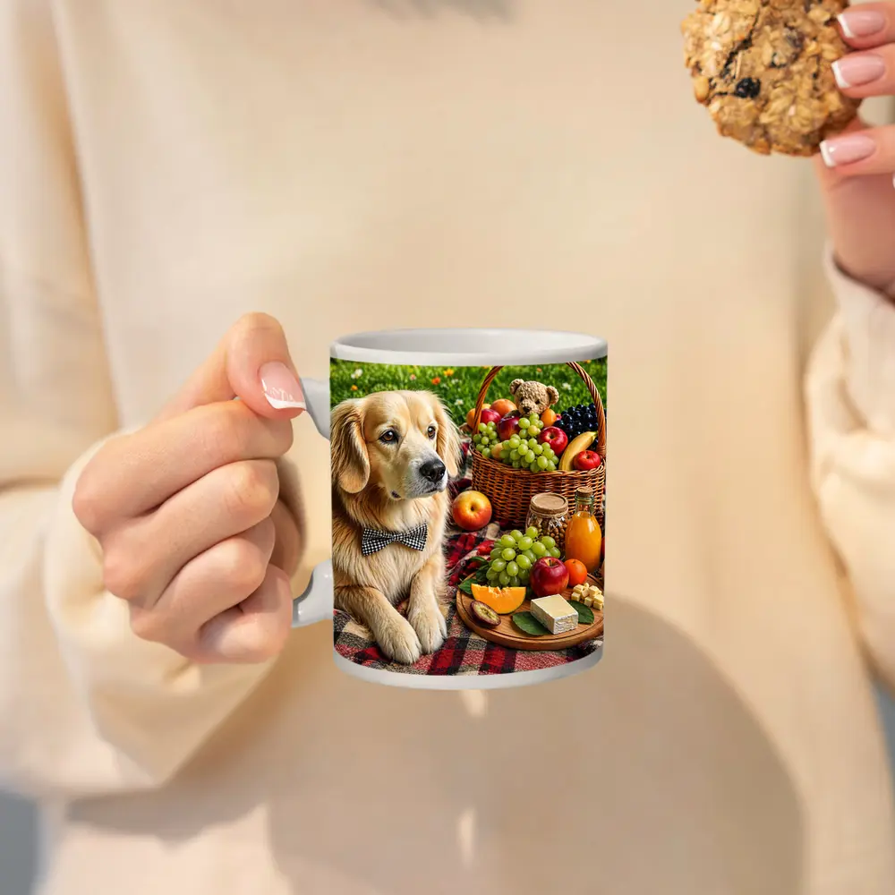 Golden Retriever Picnic Blanket Fruits Basket Summer – Mugs