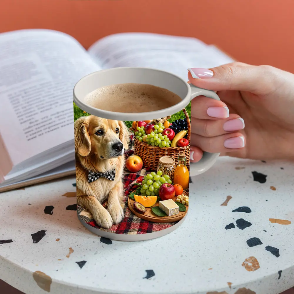 Golden Retriever Picnic Blanket Fruits Basket Summer – Mugs