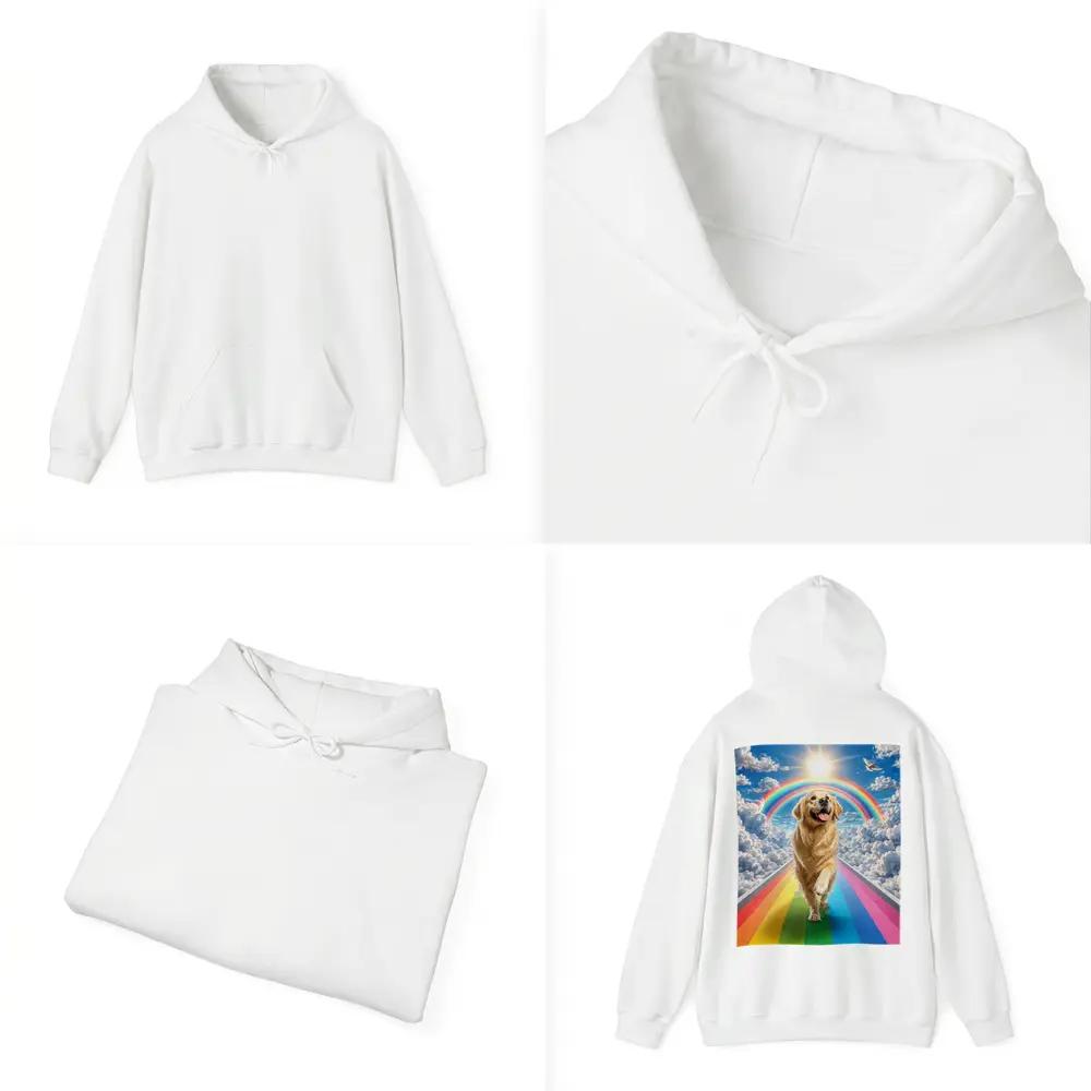 Golden Retriever Running Rainbow Bridge Sunny Sky – Hoodies
