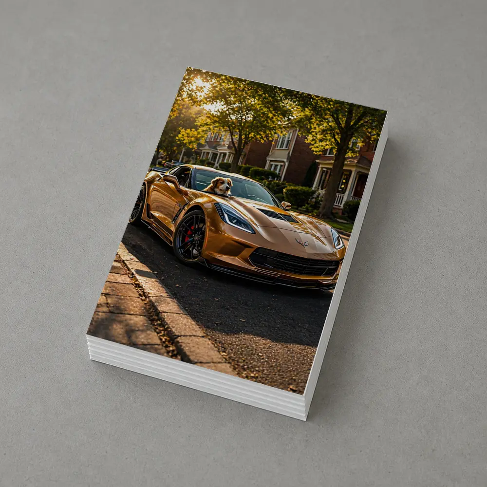 Chevrolet Corvette Gold Dog Suburban Street – Postcards