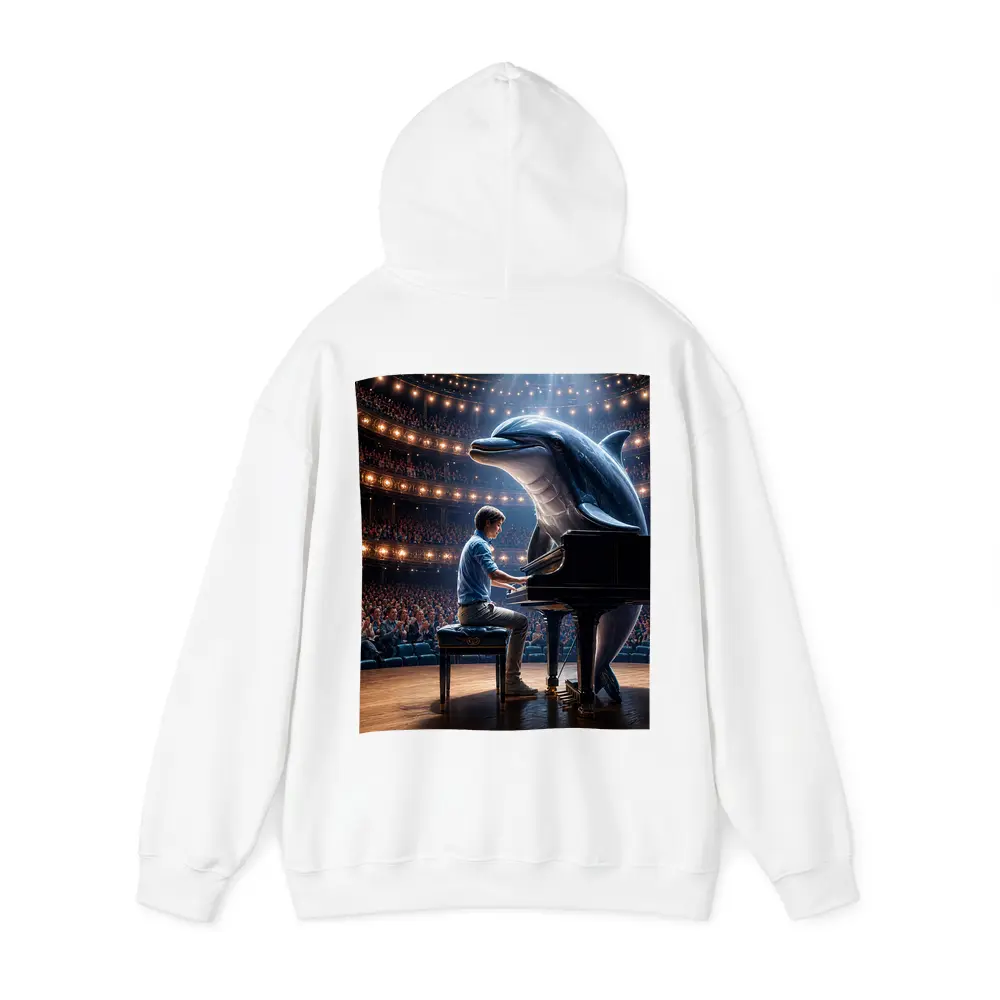 Dolphin and Pianist on Concert Hall Stage – Hoodies