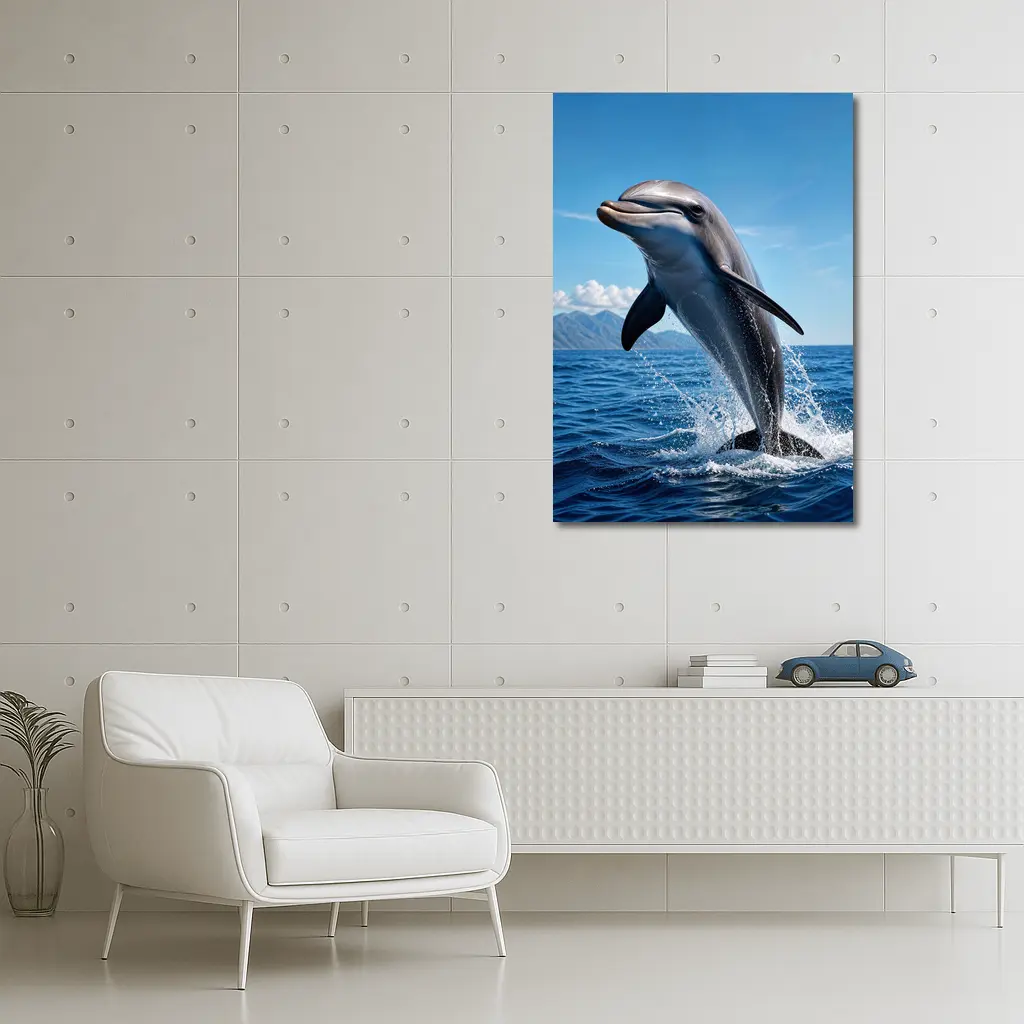 Dolphin Leaping Out of Blue Ocean – Wall Art