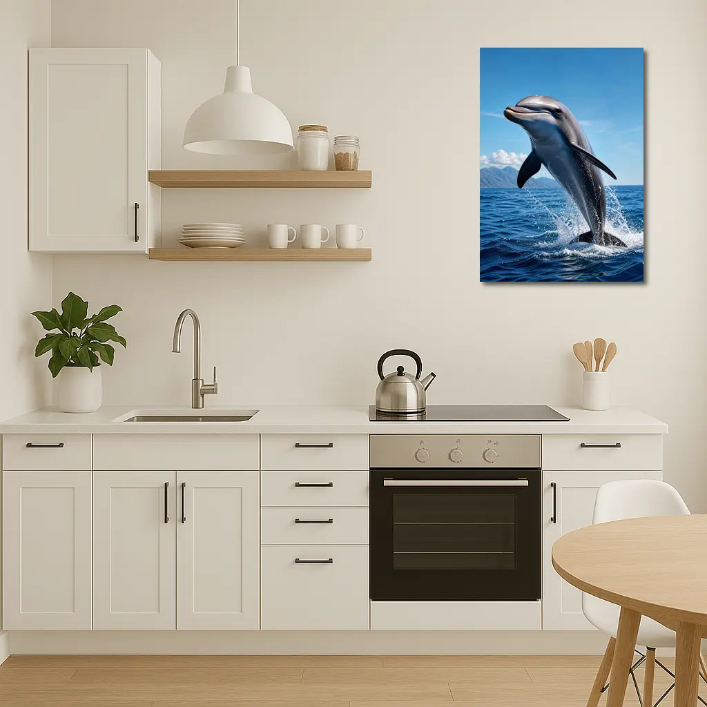 Dolphin Leaping Out of Blue Ocean – Wall Art