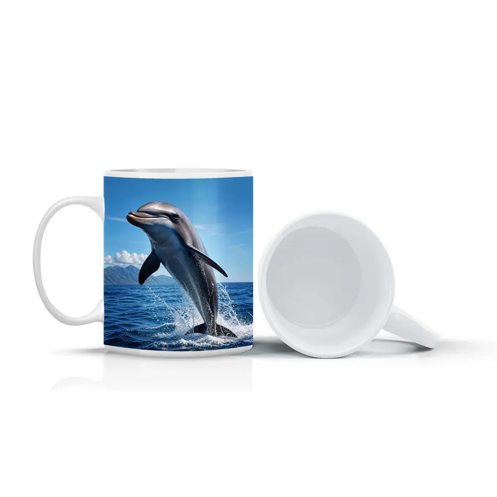 Dolphin Leaping Out of Blue Ocean – Mugs