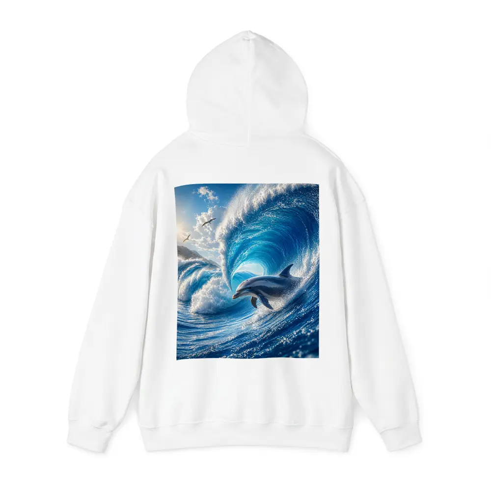 Dolphin Riding Giant Blue Ocean Wave – Hoodies