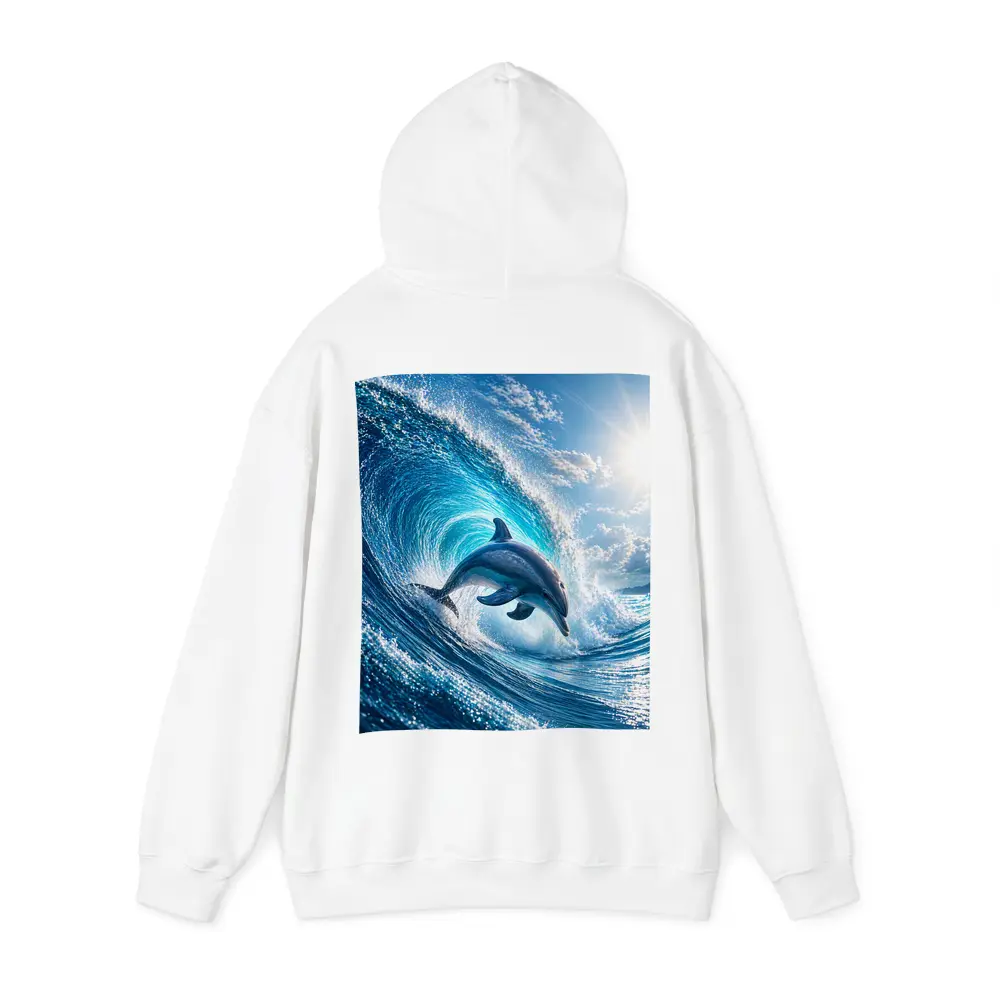 Dolphin Leaping Through Giant Ocean Wave – Hoodies