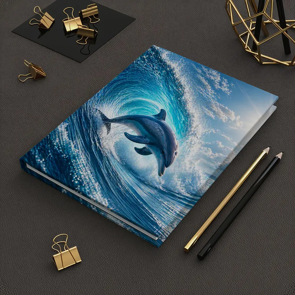 Dolphin Leaping Through Giant Ocean Wave – Notebooks