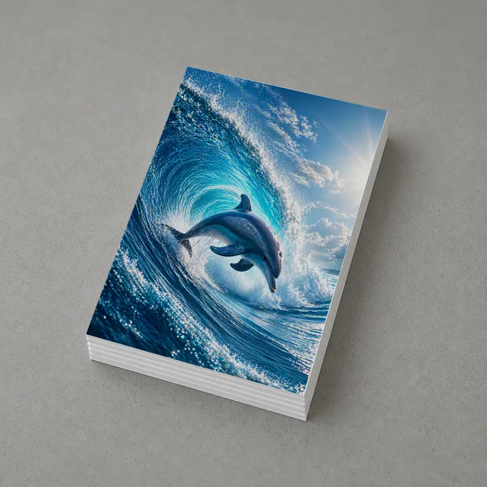Dolphin Leaping Through Giant Ocean Wave – Postcards