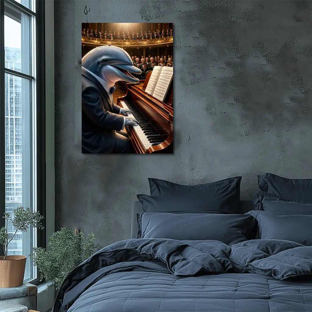 Dolphin Pianist Performing Grand Concert Hall – Wall Art