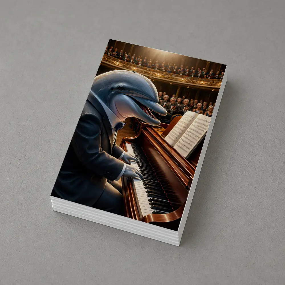 Dolphin Pianist Performing Grand Concert Hall – Postcards