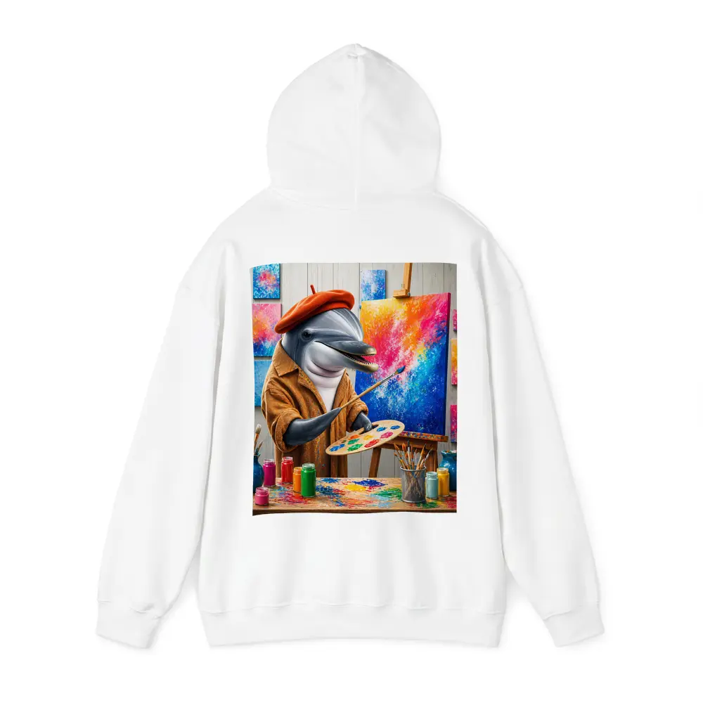 Dolphin Artist Painting in Colorful Studio – Hoodies