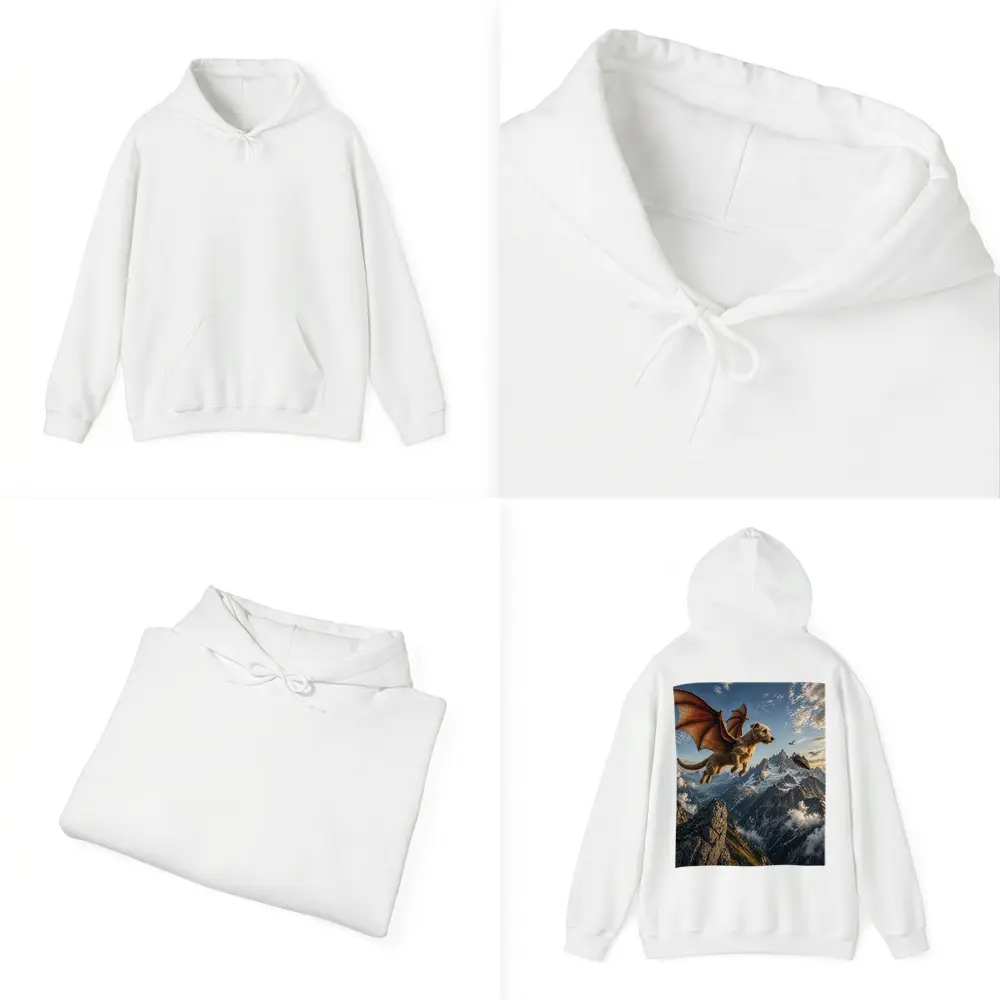 Flying Dragon Dog Over Mountain Peaks – Hoodies