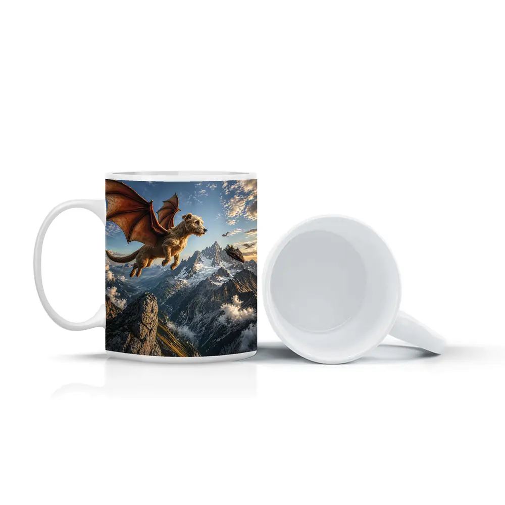 Flying Dragon Dog Over Mountain Peaks – Mugs