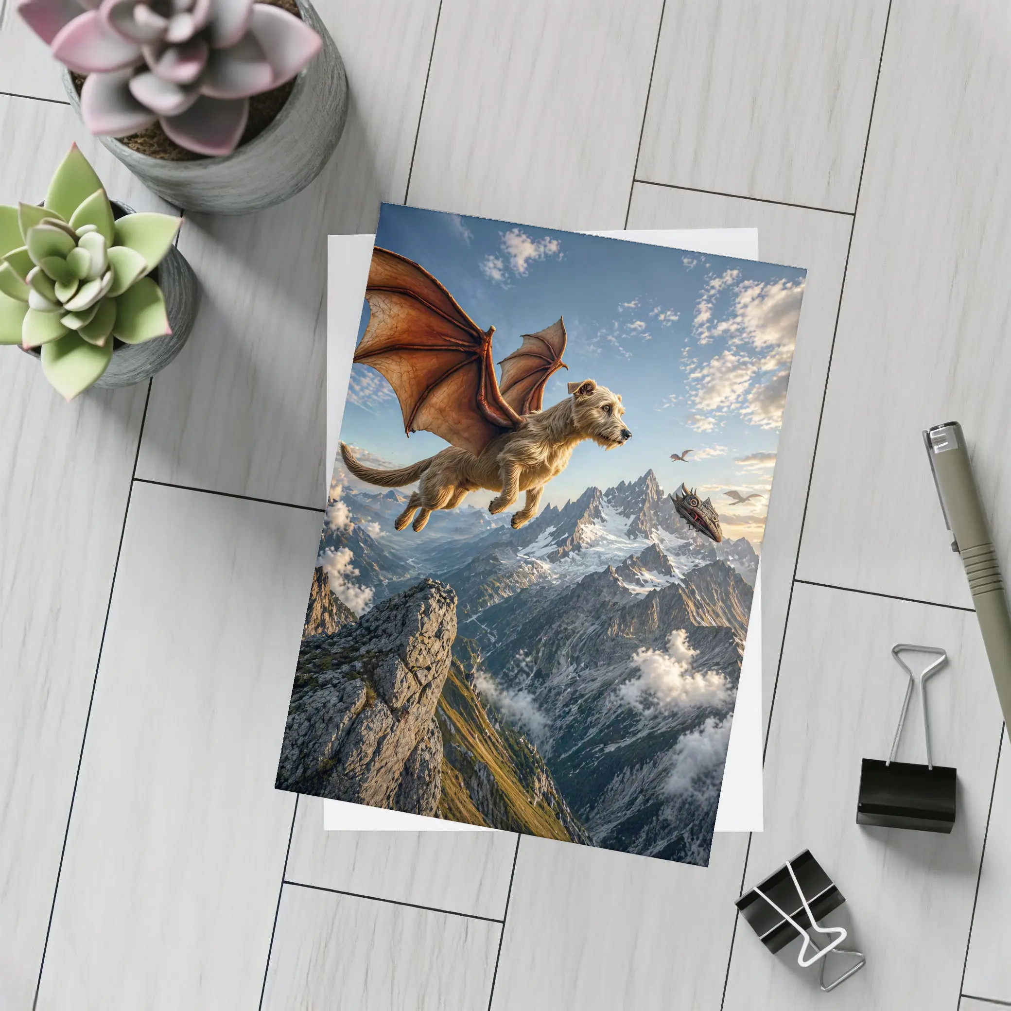 Flying Dragon Dog Over Mountain Peaks – Postcards