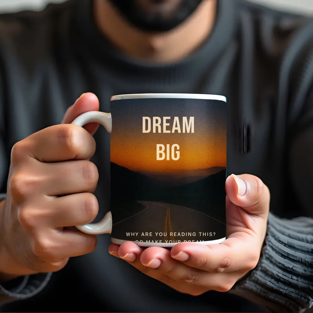Dream Big Motivational Quote Sunset Road – Mugs