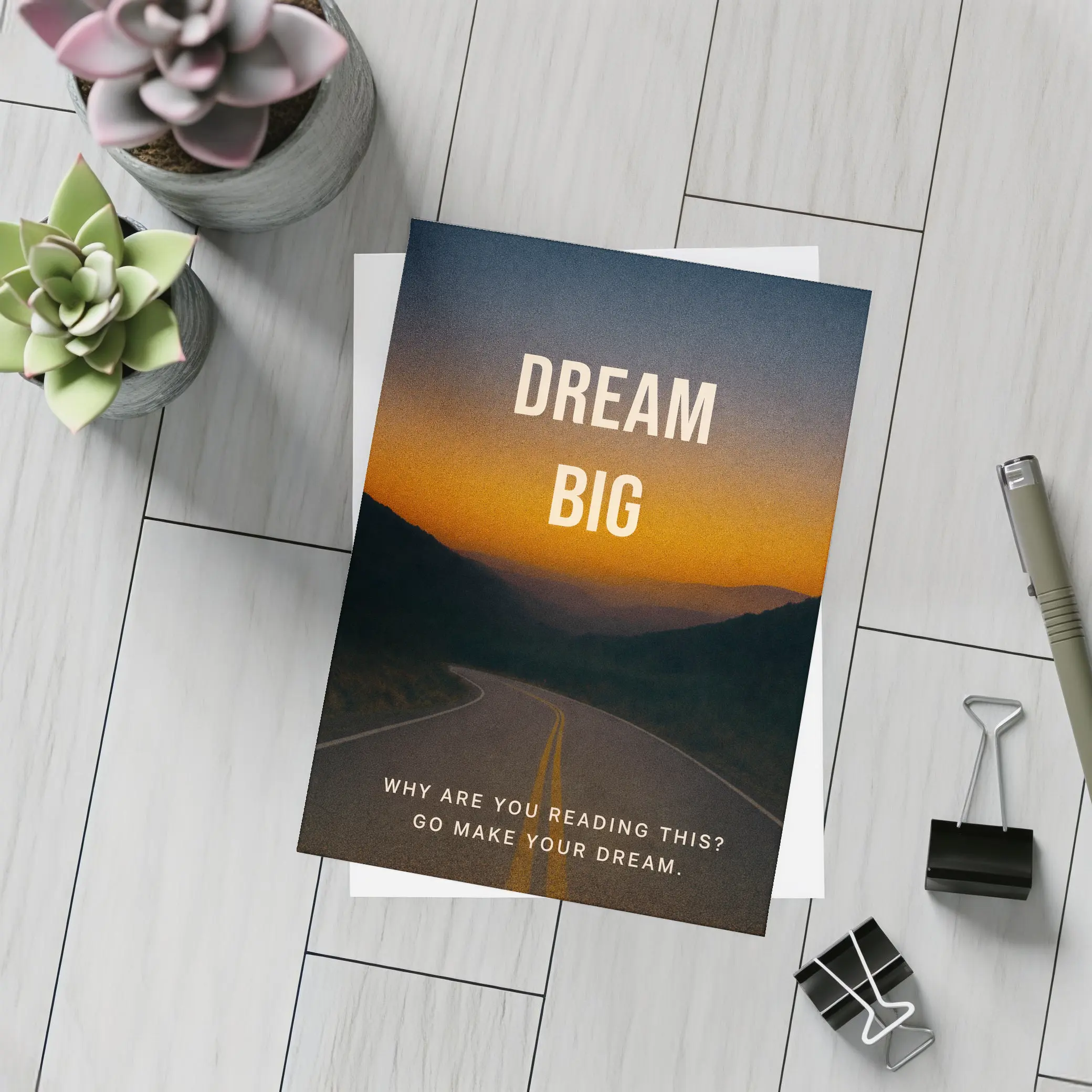 Dream Big Motivational Quote Sunset Road – Postcards