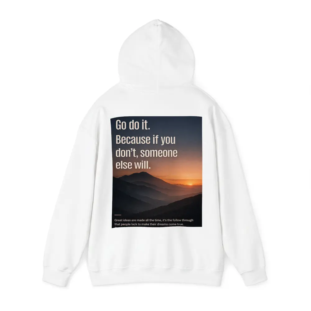 Follow Through Motivational Quote Mountain Sunset – Hoodies