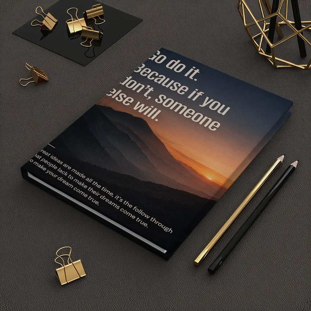Follow Through Motivational Quote Mountain Sunset – Notebooks