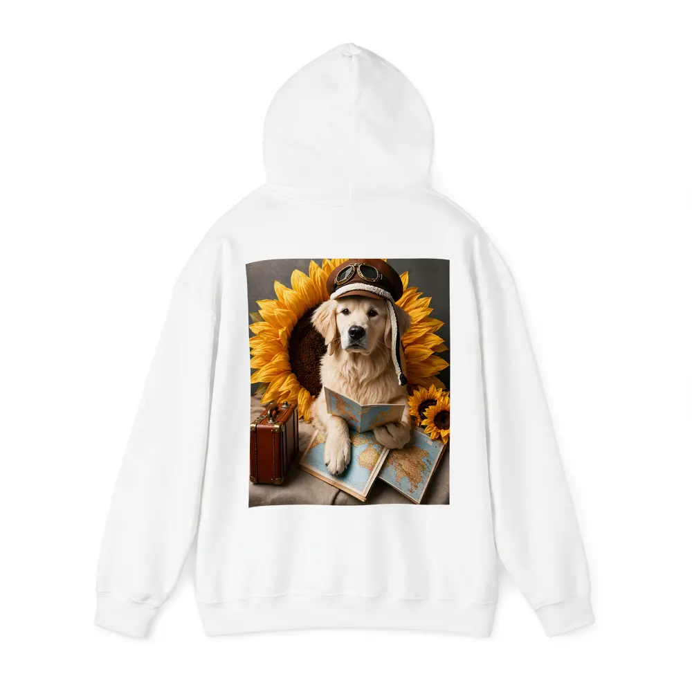 Golden Retriever Traveler With Sunflowers Map – Hoodies