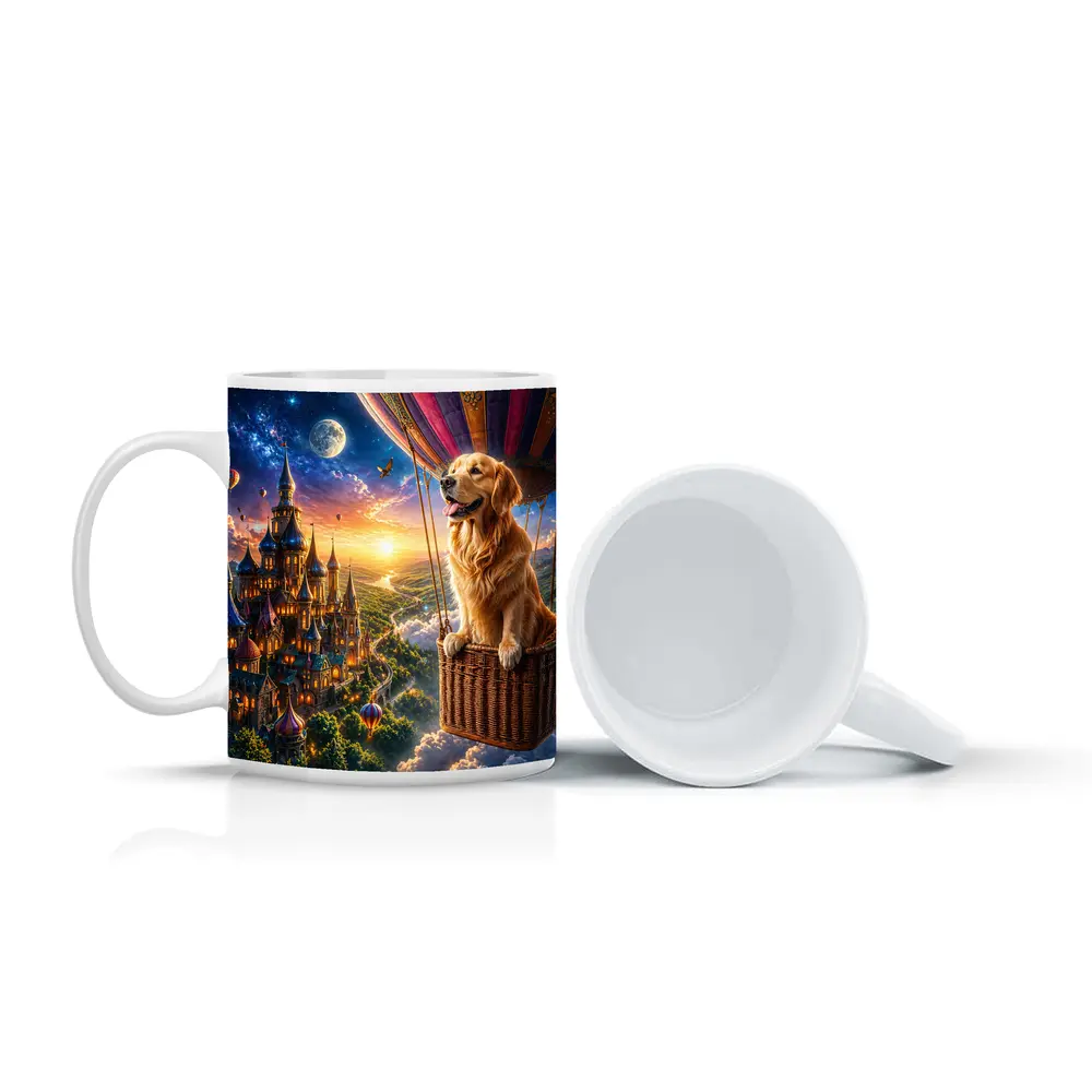 Golden Retriever Hot Air Balloon Fantasy Castle – Mugs