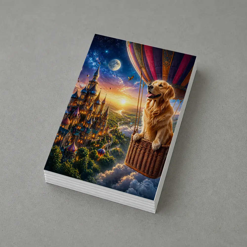 Golden Retriever Hot Air Balloon Fantasy Castle – Postcards