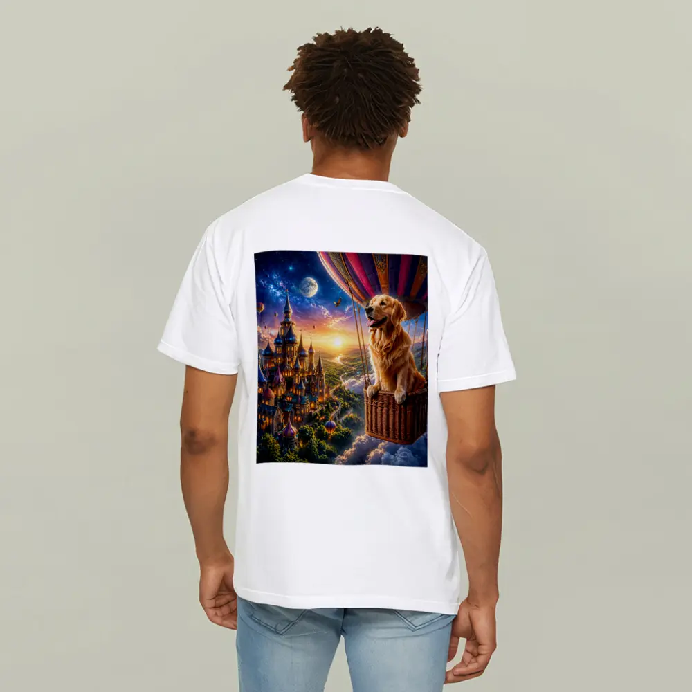 Golden Retriever Hot Air Balloon Fantasy Castle – T-Shirts