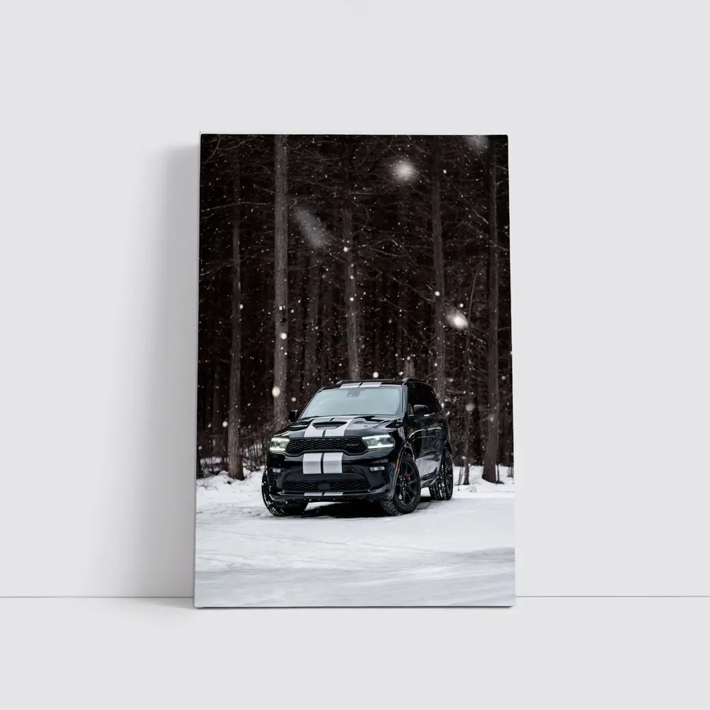 Dodge Durango Black SUV Snowy Forest – Wall Art