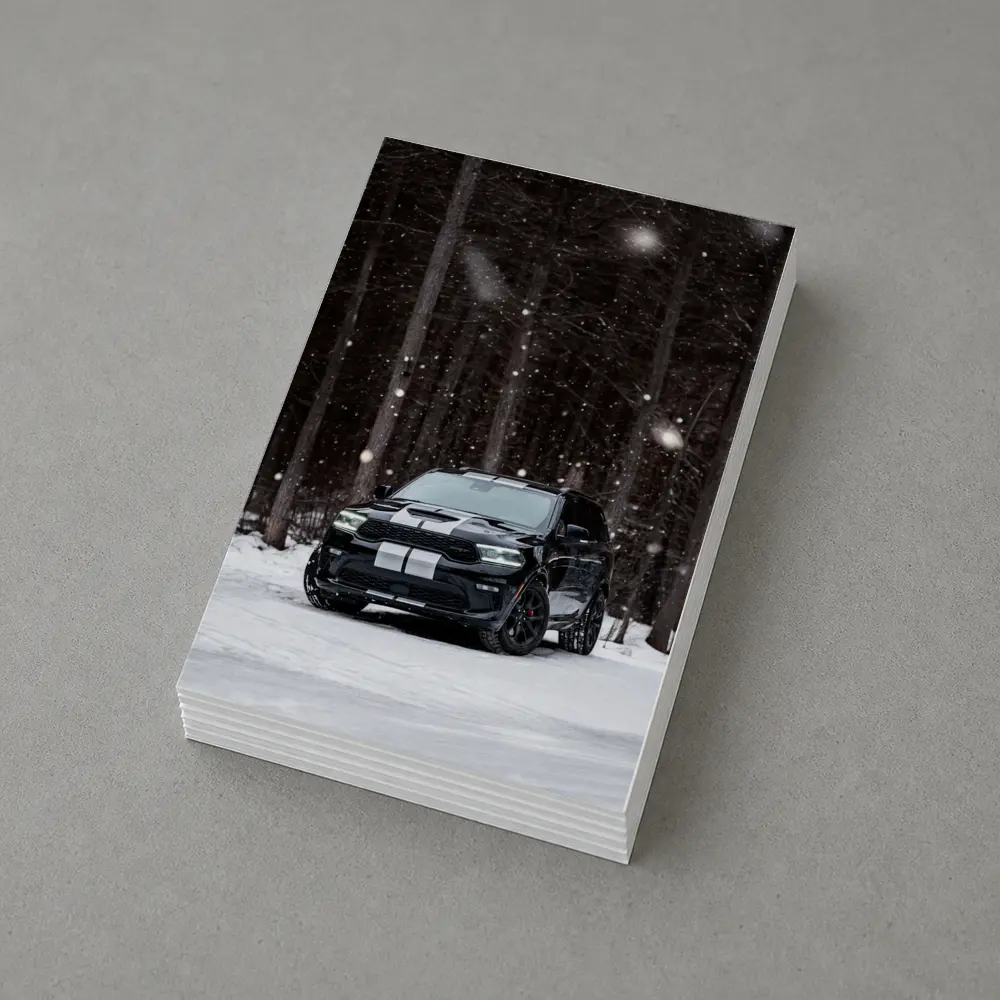 Dodge Durango Black SUV Snowy Forest – Postcards