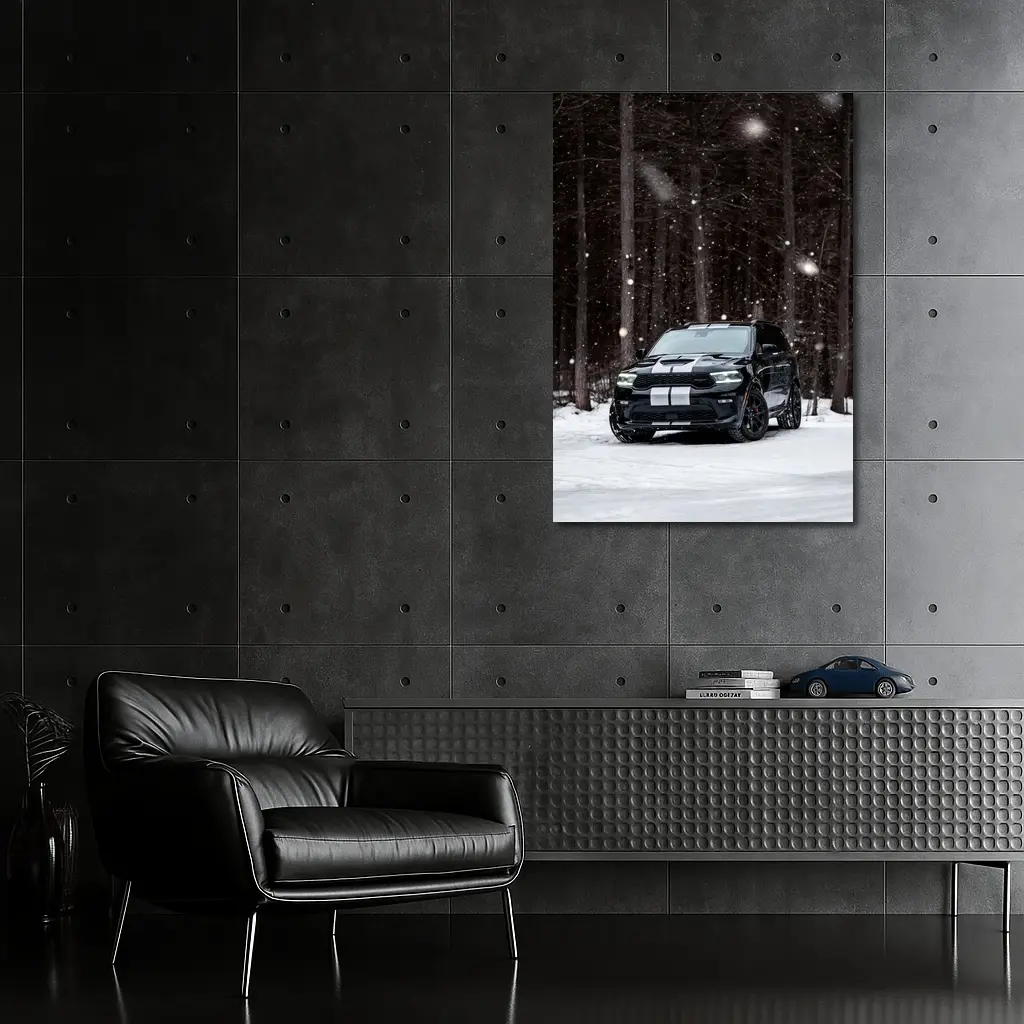 Dodge Durango Black SUV Snowy Forest – Wall Art