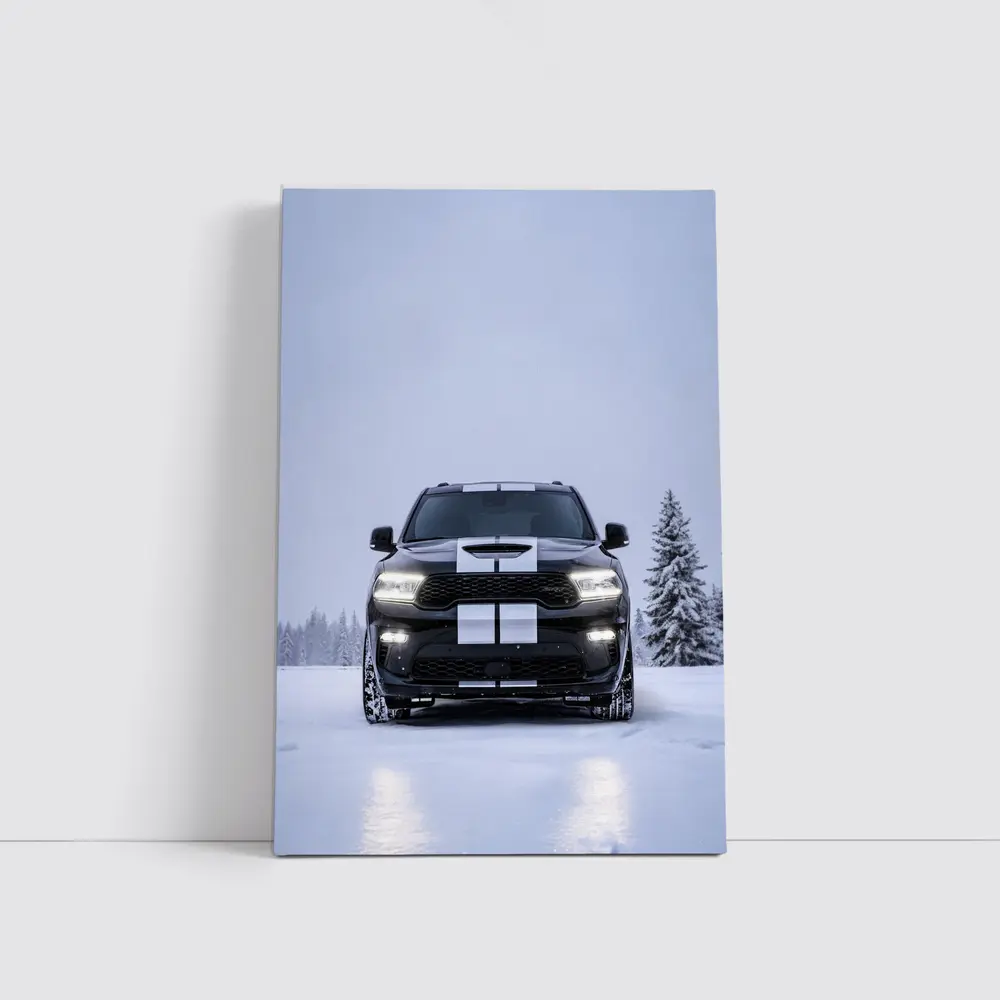 Dodge Durango Black SUV Snowy Winter Scene – Wall Art