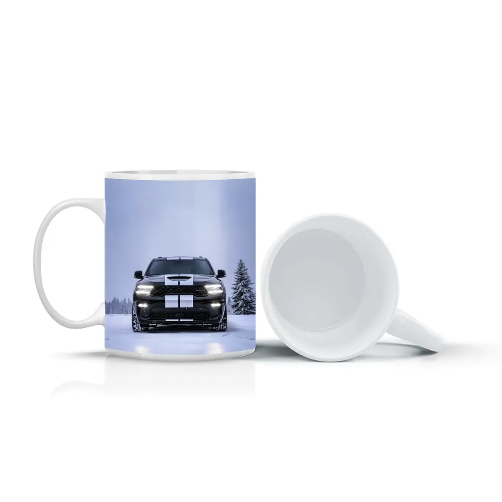 Dodge Durango Black SUV Snowy Winter Scene – Mugs