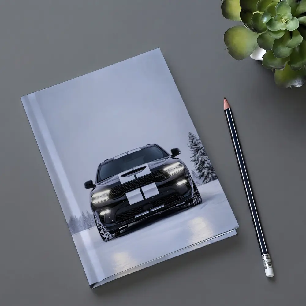 Dodge Durango Black SUV Snowy Winter Scene – Notebooks