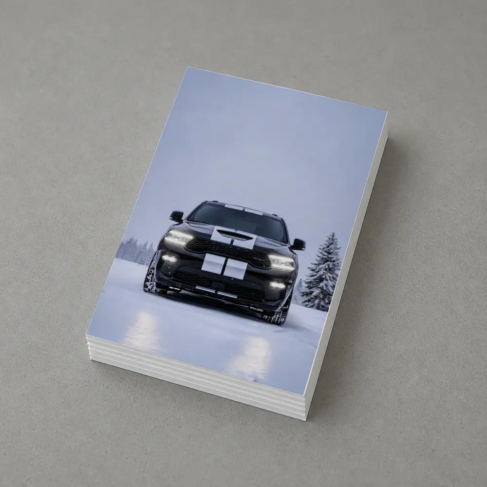 Dodge Durango Black SUV Snowy Winter Scene – Postcards