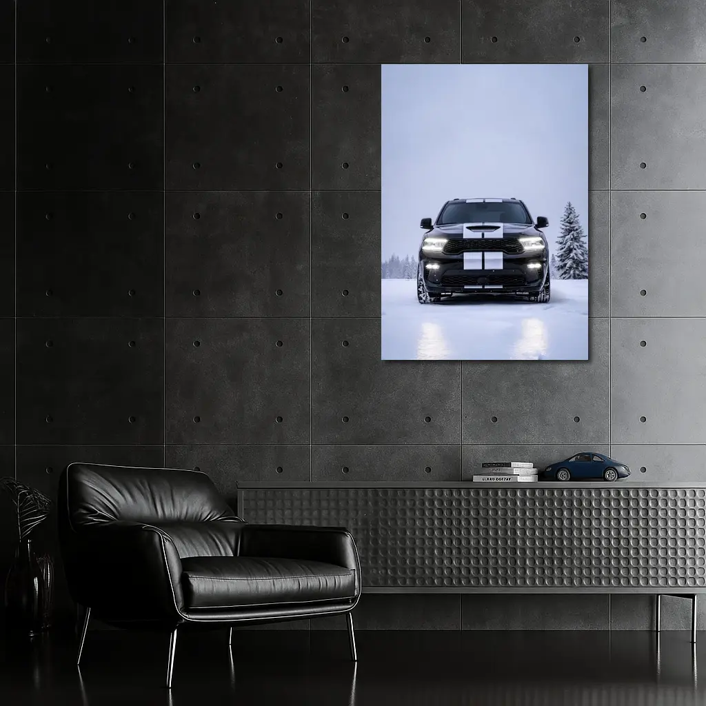 Dodge Durango Black SUV Snowy Winter Scene – Wall Art