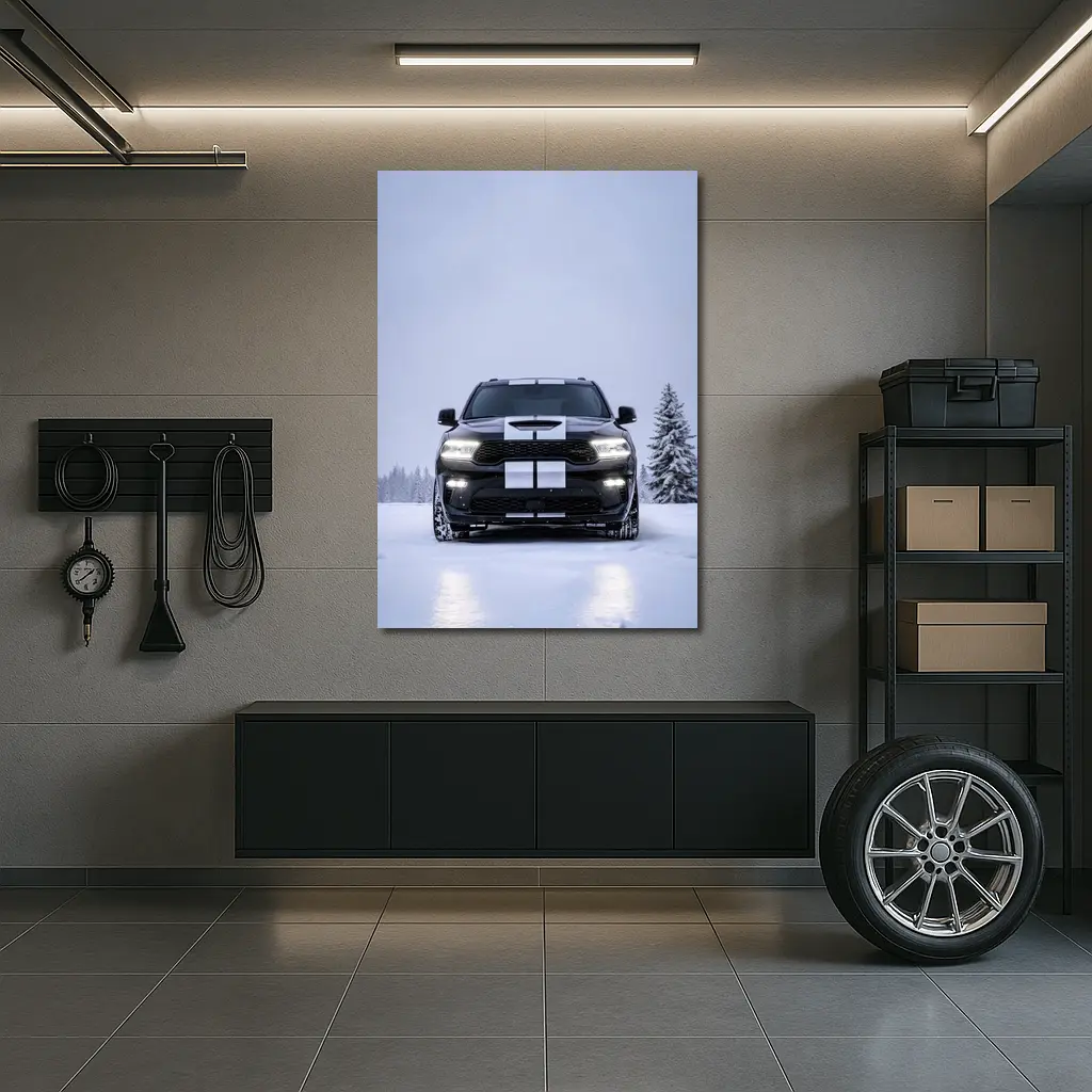 Dodge Durango Black SUV Snowy Winter Scene – Wall Art