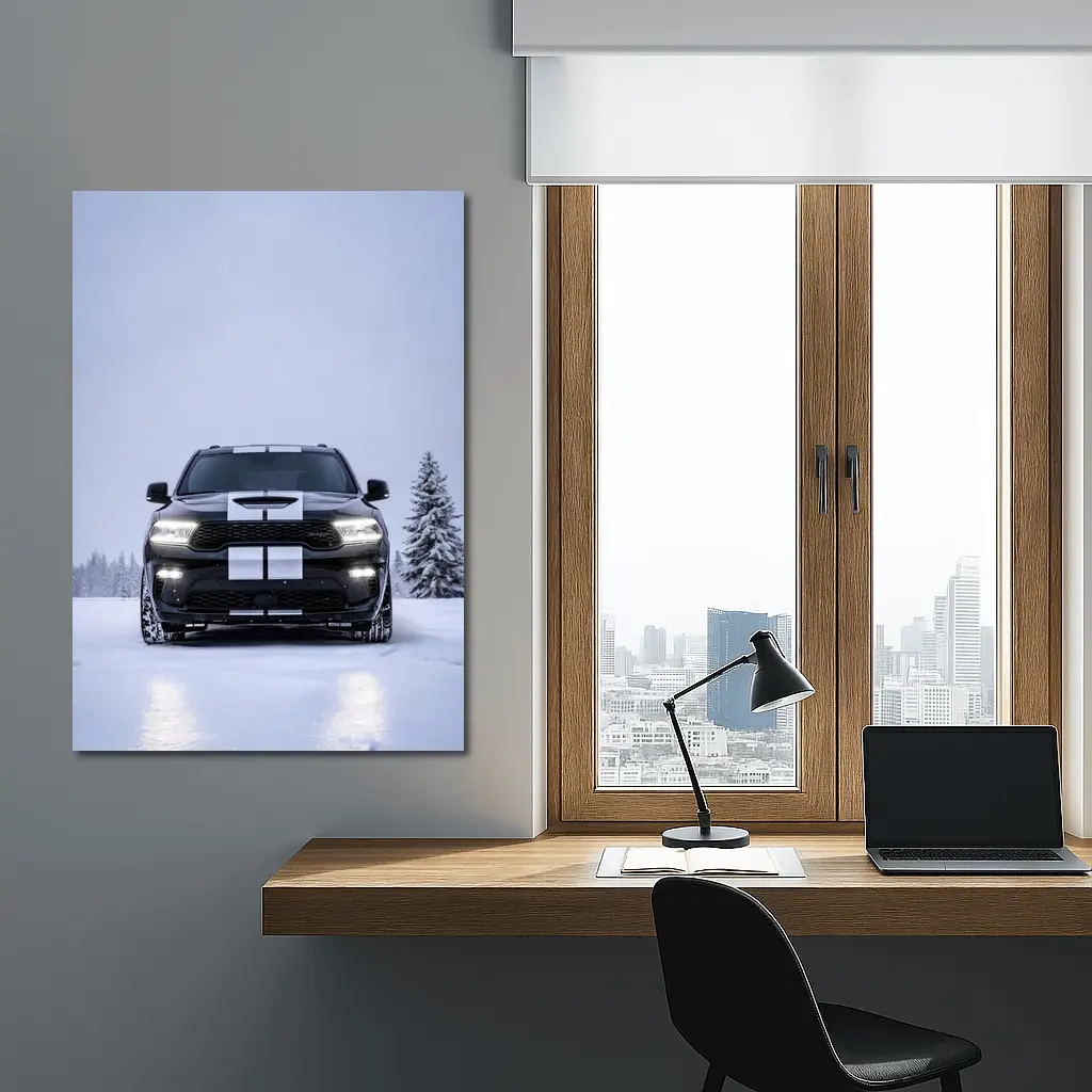 Dodge Durango Black SUV Snowy Winter Scene – Wall Art
