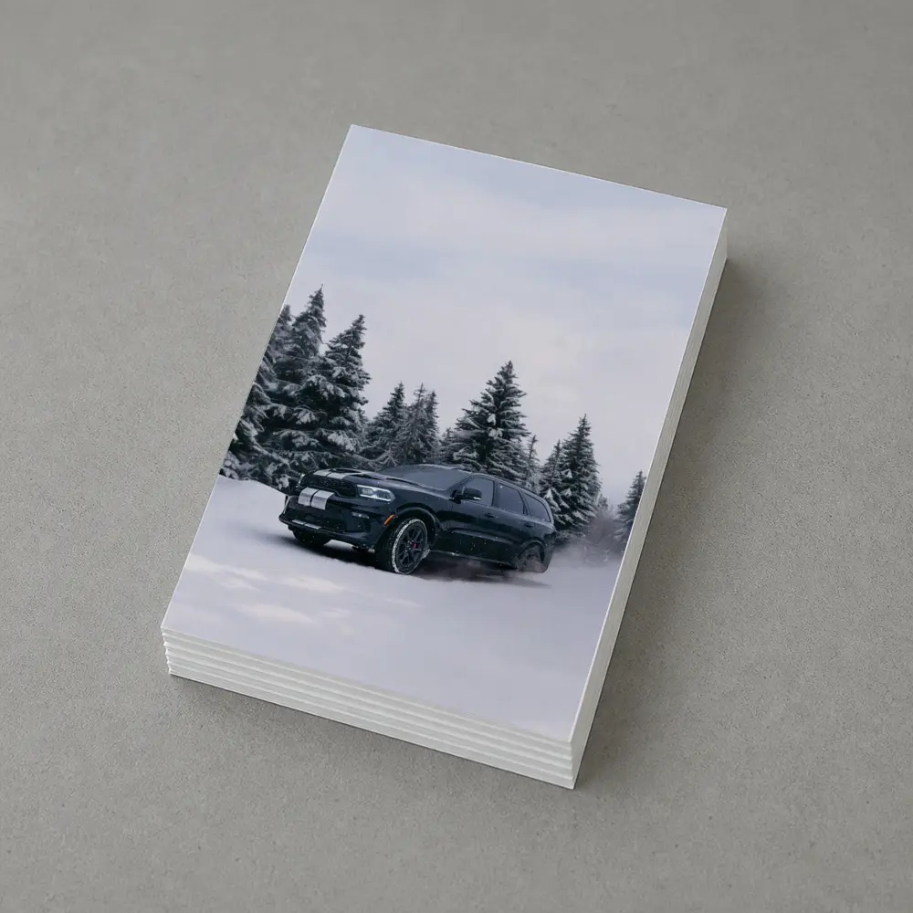 Dodge Durango Black SUV Snowy Forest – Postcards