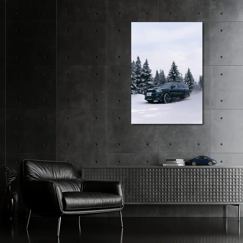 Dodge Durango Black SUV Snowy Forest – Wall Art