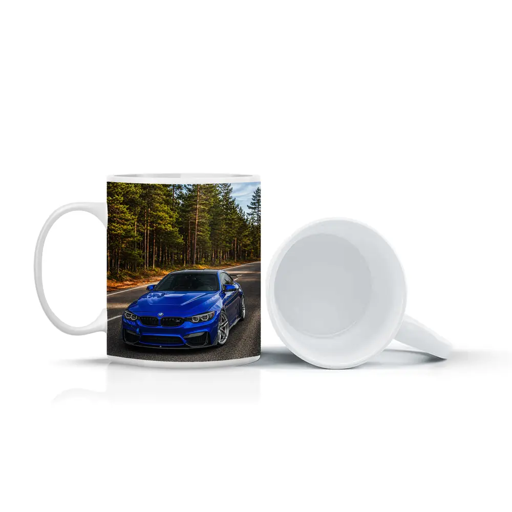 BMW M4 Blue Coupe Forest Road – Mugs