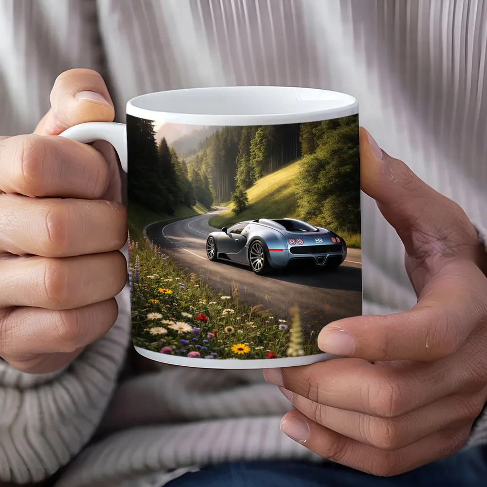 Bugatti Veyron on Winding Mountain Road – Mugs
