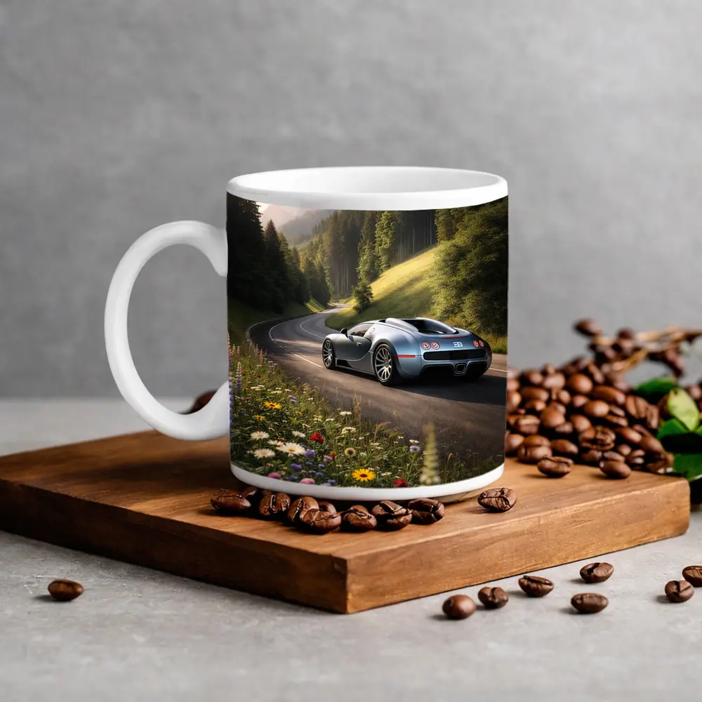 Bugatti Veyron on Winding Mountain Road – Mugs