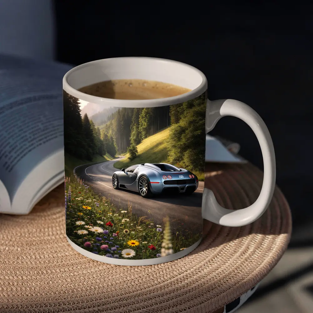 Bugatti Veyron on Winding Mountain Road – Mugs