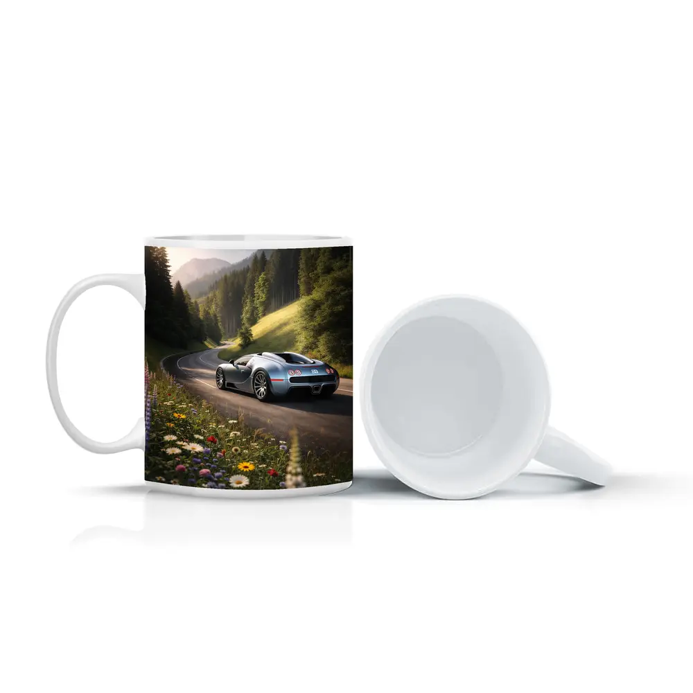 Bugatti Veyron on Winding Mountain Road – Mugs