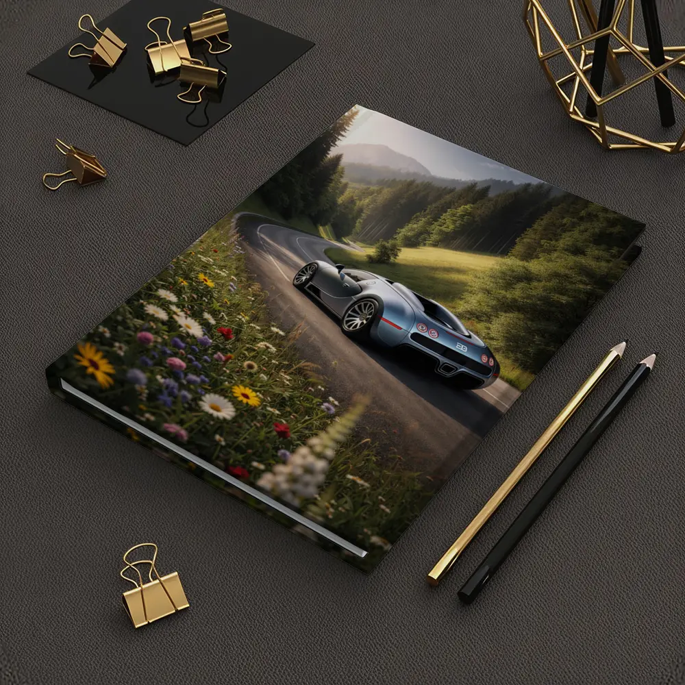 Bugatti Veyron on Winding Mountain Road – Notebooks