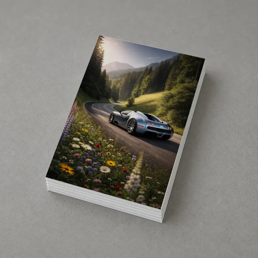 Bugatti Veyron on Winding Mountain Road – Postcards