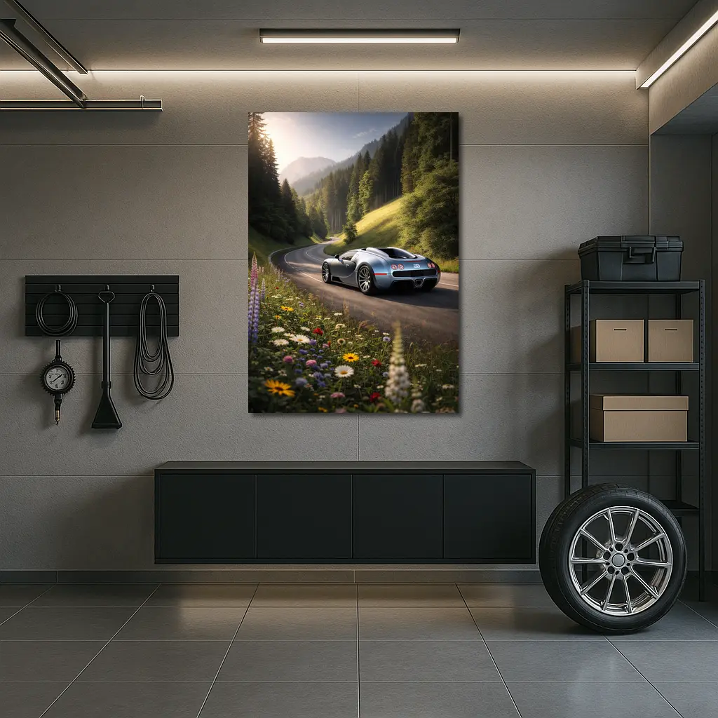 Bugatti Veyron on Winding Mountain Road – Wall Art