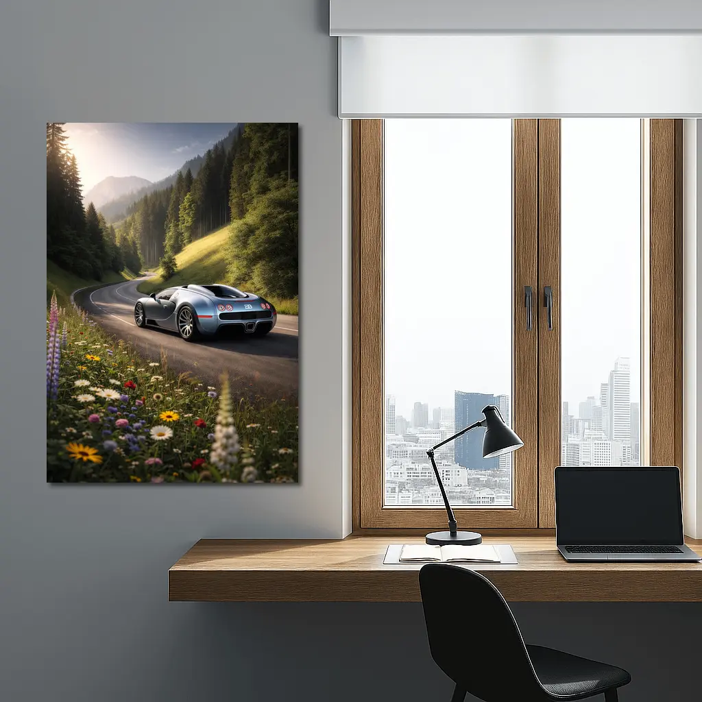 Bugatti Veyron on Winding Mountain Road – Wall Art